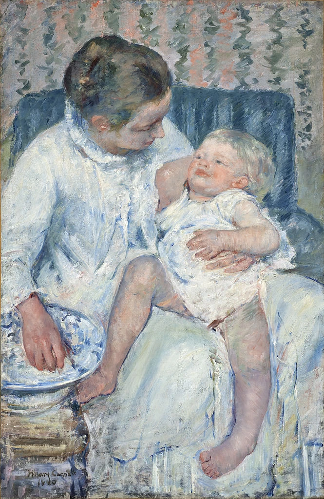 Mary Cassatt - 127, Madre che sta per lavare il suo bambino assonnato, Los Angeles County Museum of Art